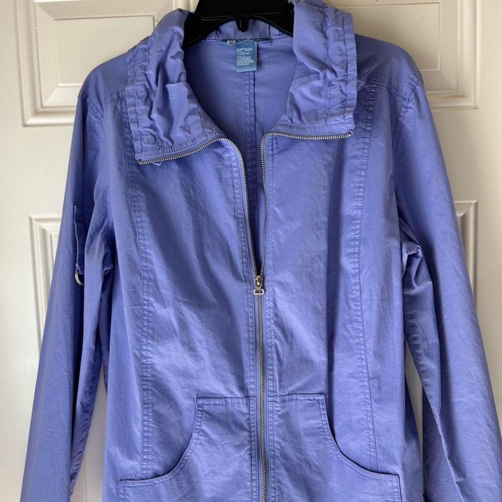 Blue‎ Koret lightweight cotton jacket full zip, featuring hood & pockets